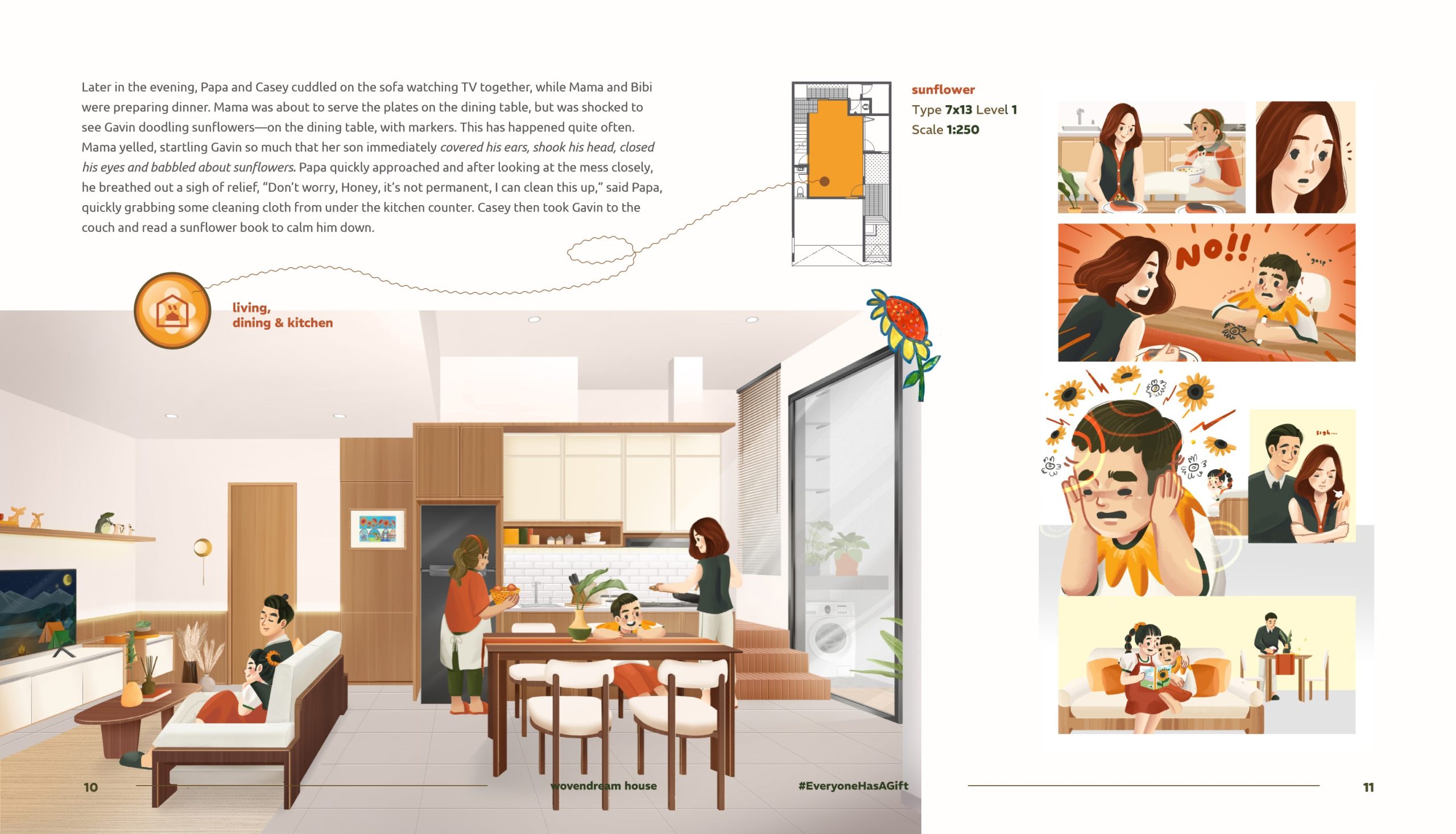 living, dining & kitchen 2 sunflower Wovendream House Ciracas