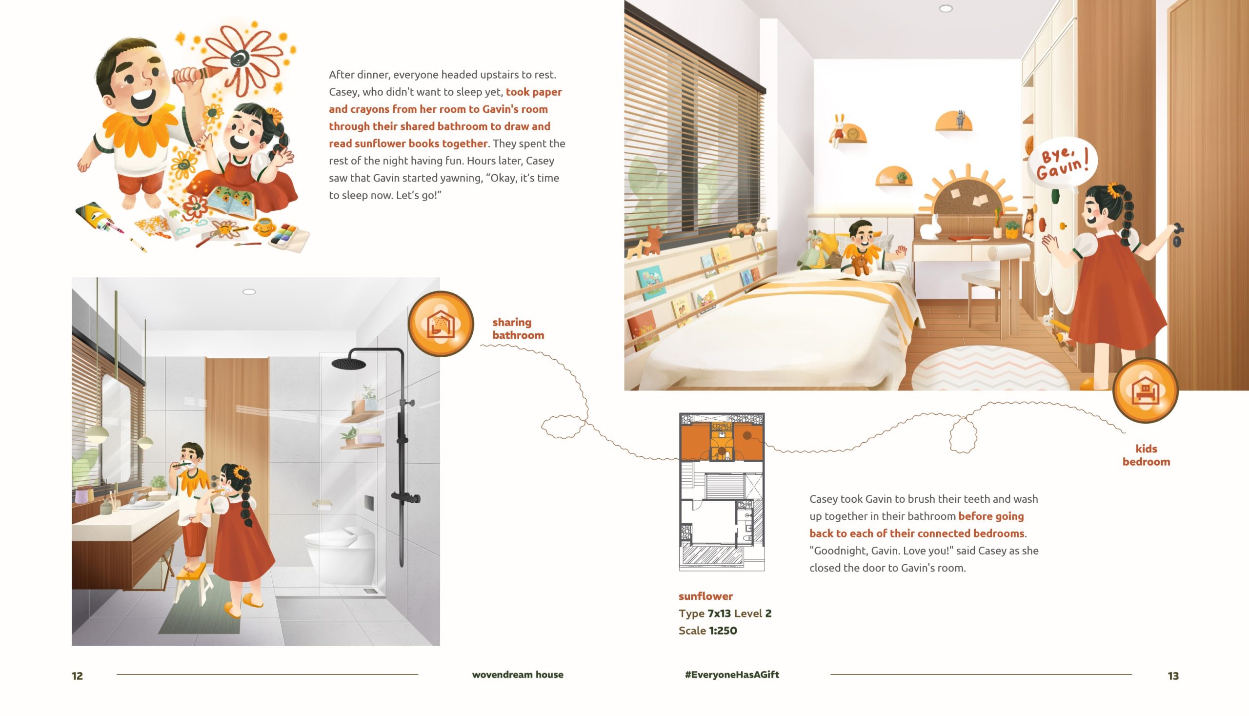 sharing bathroom sunflower Wovendream House Ciracas